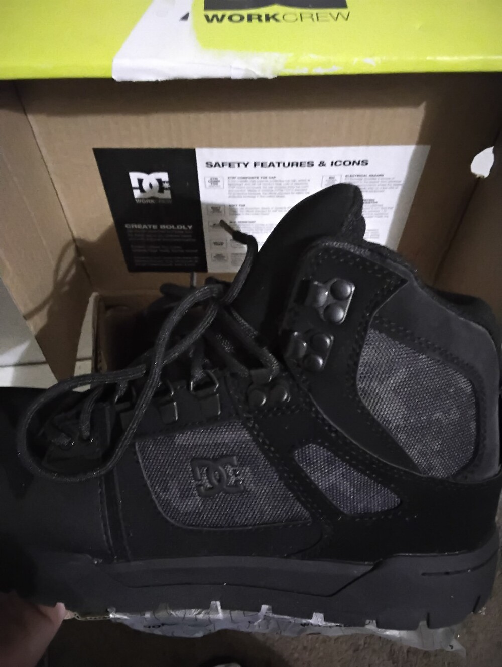 DC Men's Black Lace-Up Tactical Work Boots/Sneakers - Picture 7 of 14